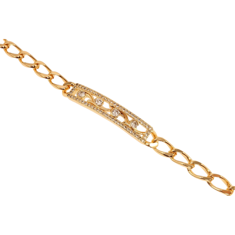 Браслет Xuping M&L Цвет 18K Плетение Панцирное и вставка с цирконием и резным узором длинна 18.5см фото №1