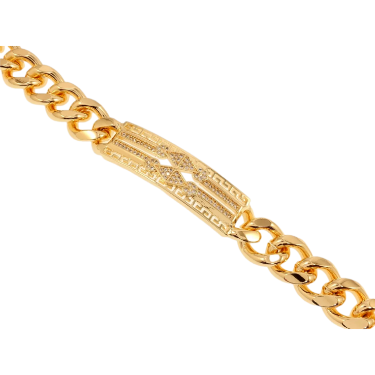 Браслет Xuping M&L Цвет 18K Плетение Панцирное и вставка с цирконием и меандровым узором длинна 20,5см фото №2 Браслет Xuping M&L Цвет 18K Плетение Панцирное и вставка с цирконием и меандровым узором длинна 20,5см фото №2
