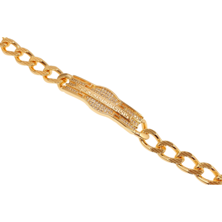 Браслет Xuping M&L Цвет 18K Плетение Панцирное и вставка с цирконием и меандровым узором длинна 19,5см фото №3 Браслет Xuping M&L Цвет 18K Плетение Панцирное и вставка с цирконием и меандровым узором длинна 19,5см фото №3