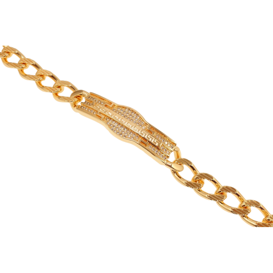 Браслет Xuping M&L Цвет 18K Плетение Панцирное и вставка с цирконием и меандровым узором длинна 19,5см фото №1