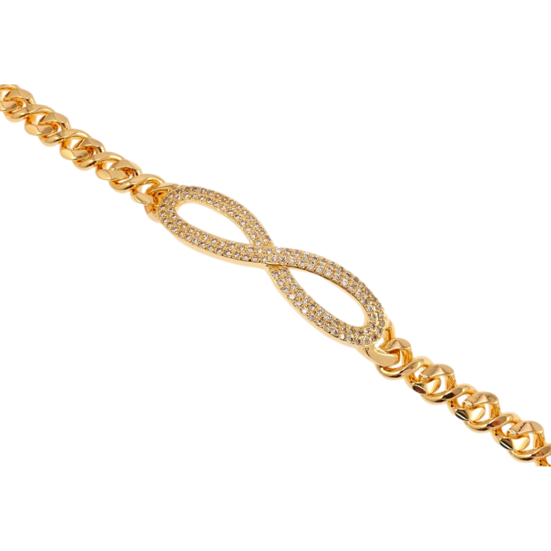 Браслет Xuping M&L Цвет 18K Плетение Восьмерка и вставка бесконечность с цирконием длинна 20,5см х 7мм фото №1
