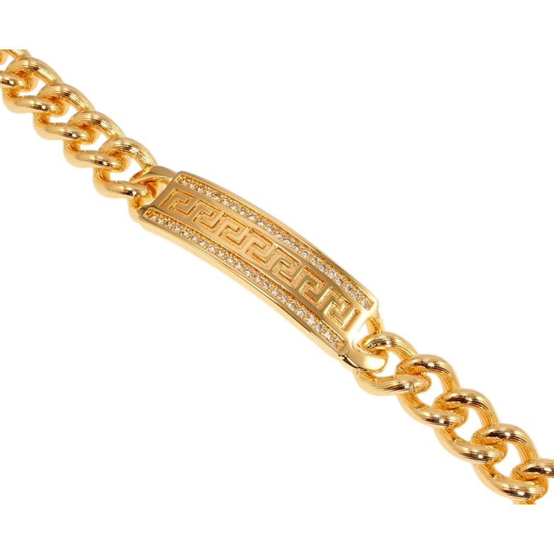 Браслет Xuping M&L Цвет 18K Плетение Панцирное и вставка с меандровым узором и цирконием длинна 20,5см фото №1