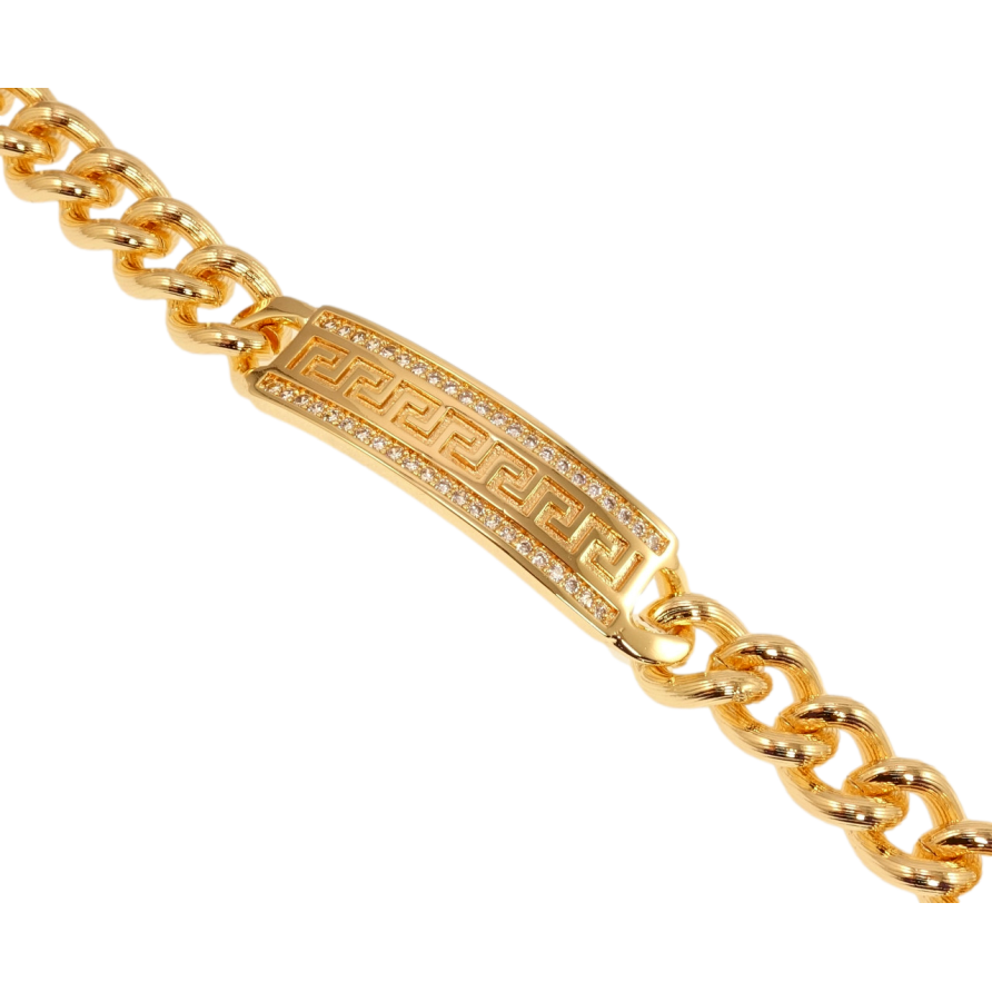 Браслет Xuping M&L Цвет 18K Плетение Панцирное и вставка с меандровым узором и цирконием длинна 20,5см фото №1