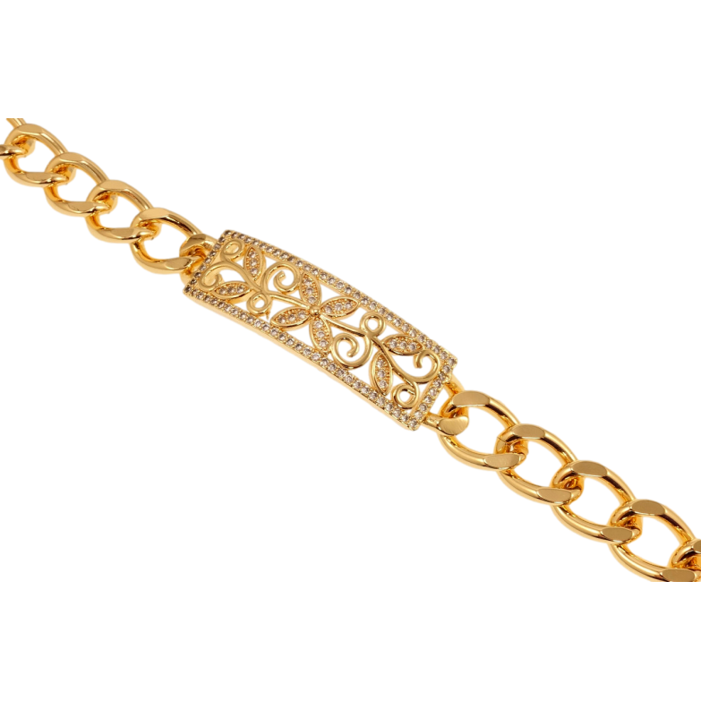 Браслет Xuping M&L Цвет 18K Плетение Панцирное и вставка с резным живописным узором длинна 20см х 10мм фото №1 Браслет Xuping M&L Цвет 18K Плетение Панцирное и вставка с резным живописным узором длинна 20см х 10мм фото №1