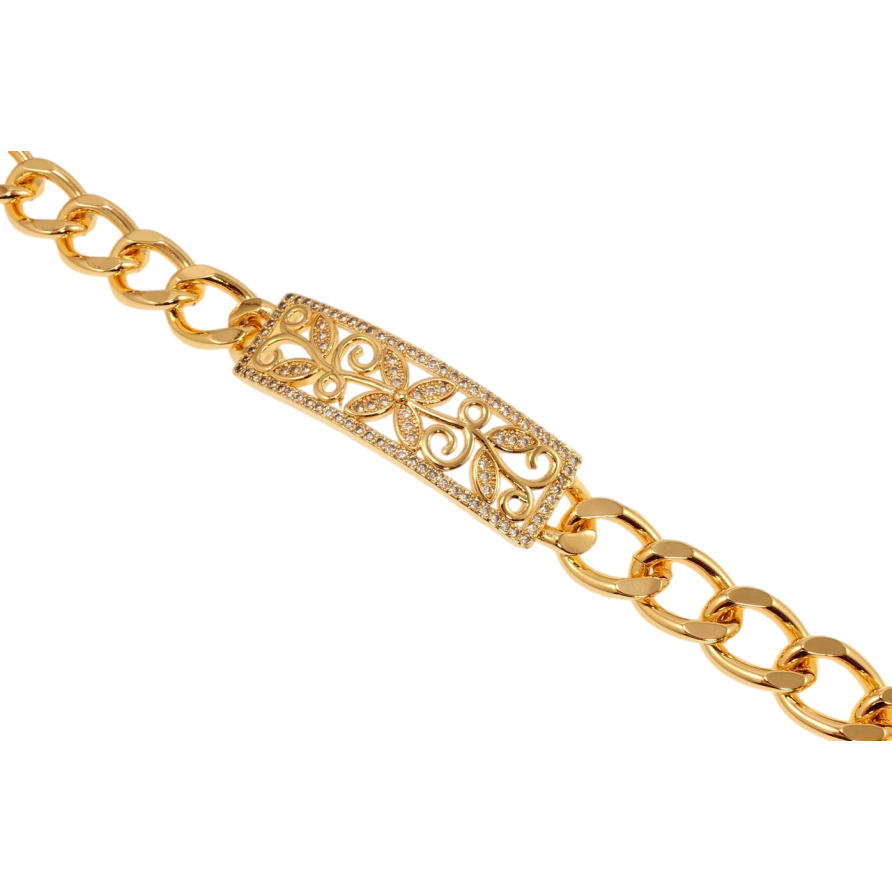 Браслет Xuping M&L Цвет 18K Плетение Панцирное и вставка с резным живописным узором длинна 20см х 10мм фото №1 Браслет Xuping M&L Цвет 18K Плетение Панцирное и вставка с резным живописным узором длинна 20см х 10мм фото №1