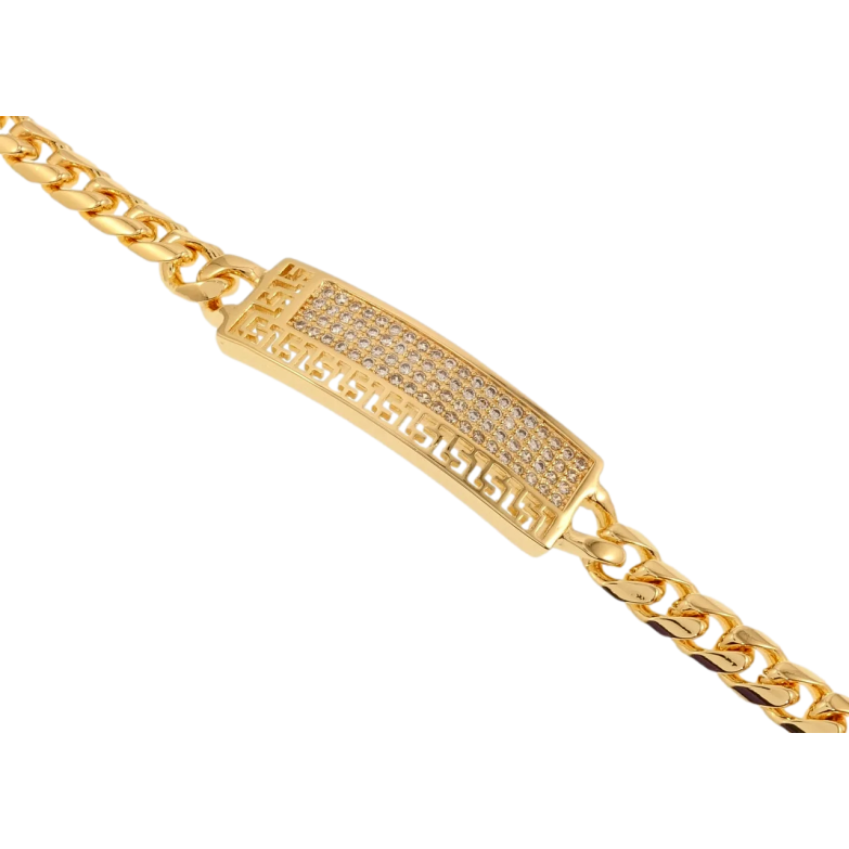 Браслет Xuping M&L Цвет 18K Плетение Панцирное и вставка с греческим узором и цирконием длинна 19см х фото №1 Браслет Xuping M&L Цвет 18K Плетение Панцирное и вставка с греческим узором и цирконием длинна 19см х фото №1