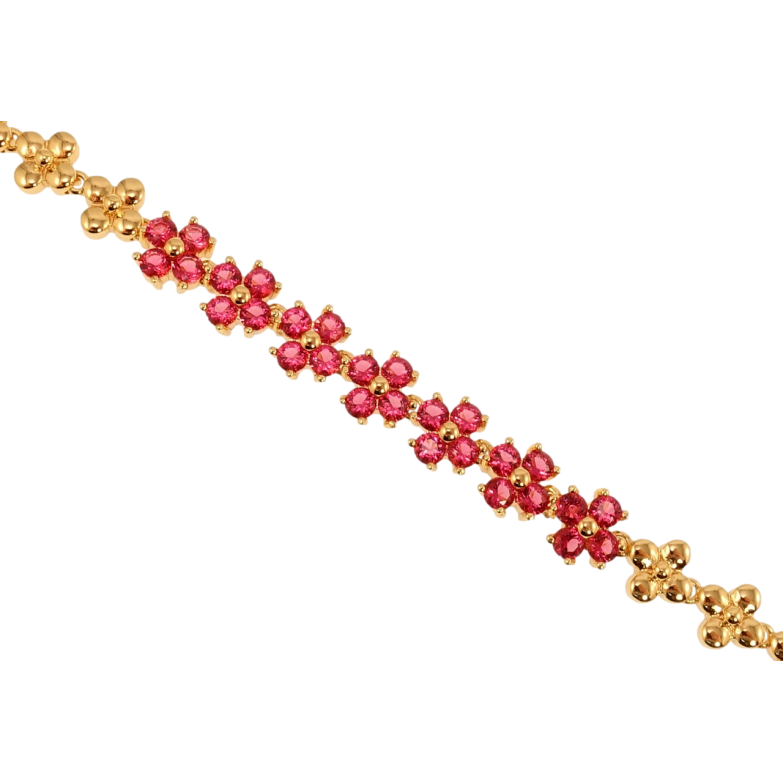 Браслет Xuping M&L Колір 18K Малинові кристальні квіточки довжина з доп.замком 17.5,20см х 7мм фото №1