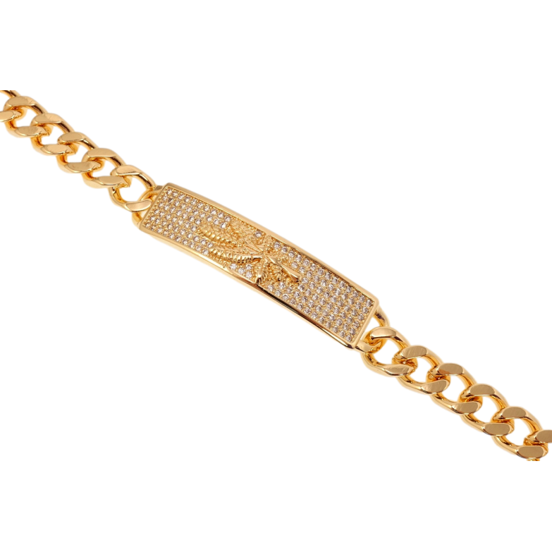 Браслет Xuping M&L Колір 18K Плетіння Панцирне та декоративна вставка з цирконієм довжина 19,5см х 7мм фото №3