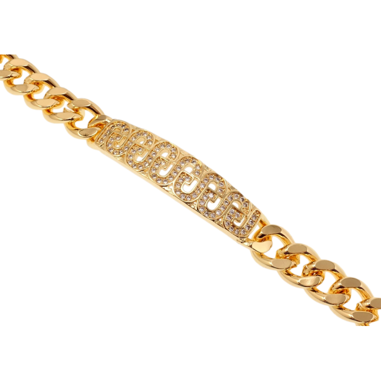 Браслет Xuping M&L Колір 18K Плетіння Панцирне та декоративна вставка з цирконієм довжина 19см х 9мм фото №1 Браслет Xuping M&L Колір 18K Плетіння Панцирне та декоративна вставка з цирконієм довжина 19см х 9мм фото №1