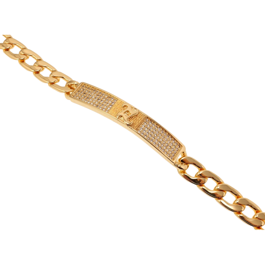 Браслет Xuping M&L Цвет 18K Плетение Панцирное и декоративная вставка с цирконием длинна 19,5см х 7мм фото №1