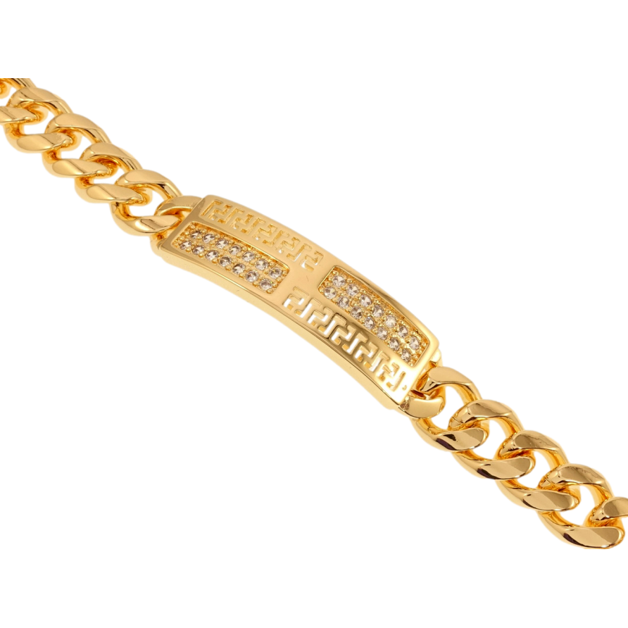 Браслет Xuping M&L Цвет 18K Плетение Панцирное и вставка с греческим узором и цирконием длинна 19см х фото №1