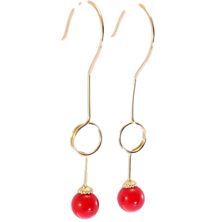 Серьги Xuping Позолота 18K французский замок Декоративные подвески с красными шариками фото №11 Серьги Xuping Позолота 18K французский замок Декоративные подвески с красными шариками фото №11