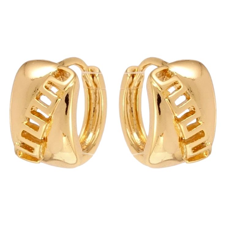 Серьги Xuping Позолота 18K колечки Диагональные меандровые линии фото №10 Серьги Xuping Позолота 18K колечки Диагональные меандровые линии фото №10