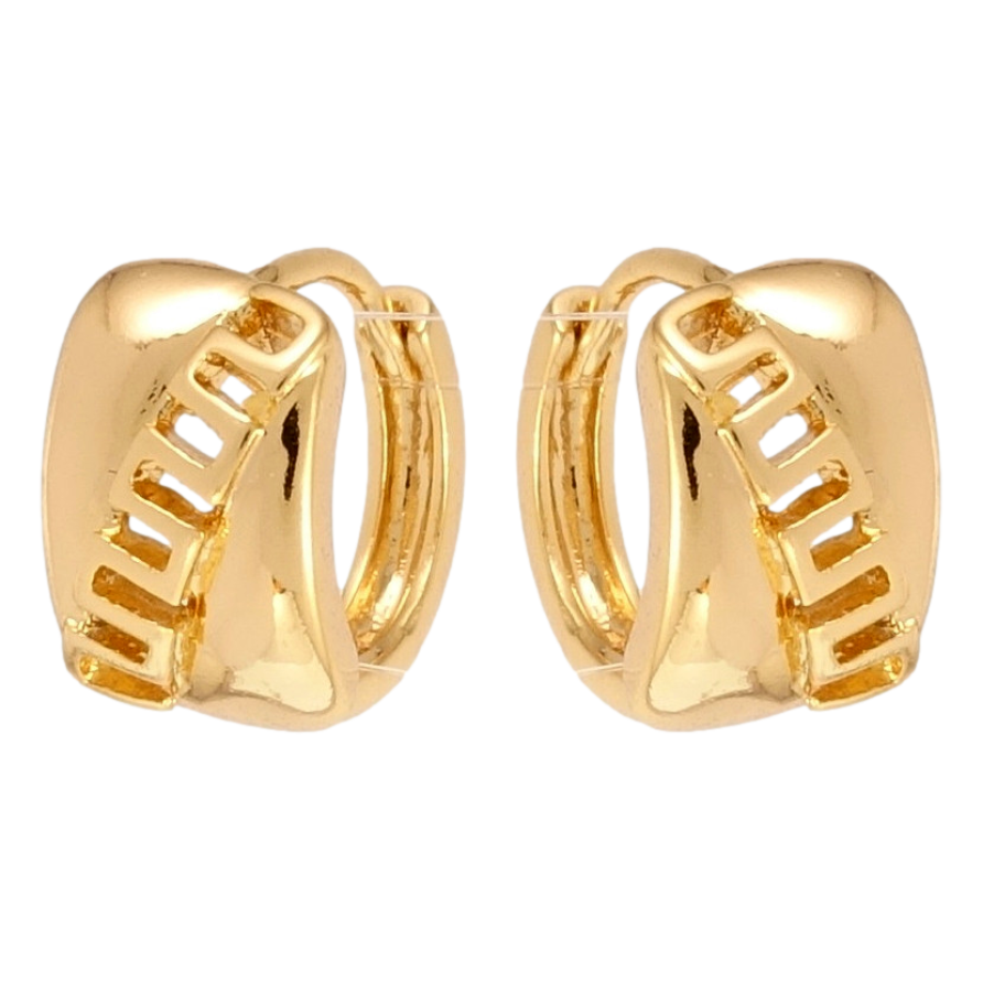 Серьги Xuping Позолота 18K колечки Диагональные меандровые линии фото №1 Серьги Xuping Позолота 18K колечки Диагональные меандровые линии фото №1