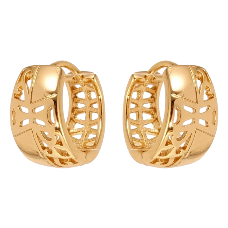 Серьги Xuping Позолота 18K колечки Декоративный резной орнамент фото №1 Серьги Xuping Позолота 18K колечки Декоративный резной орнамент фото №1