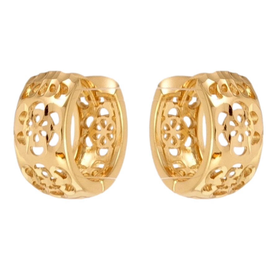 Серьги Xuping Позолота 18K колечки Цветочный резной орнамент фото №1 Серьги Xuping Позолота 18K колечки Цветочный резной орнамент фото №1
