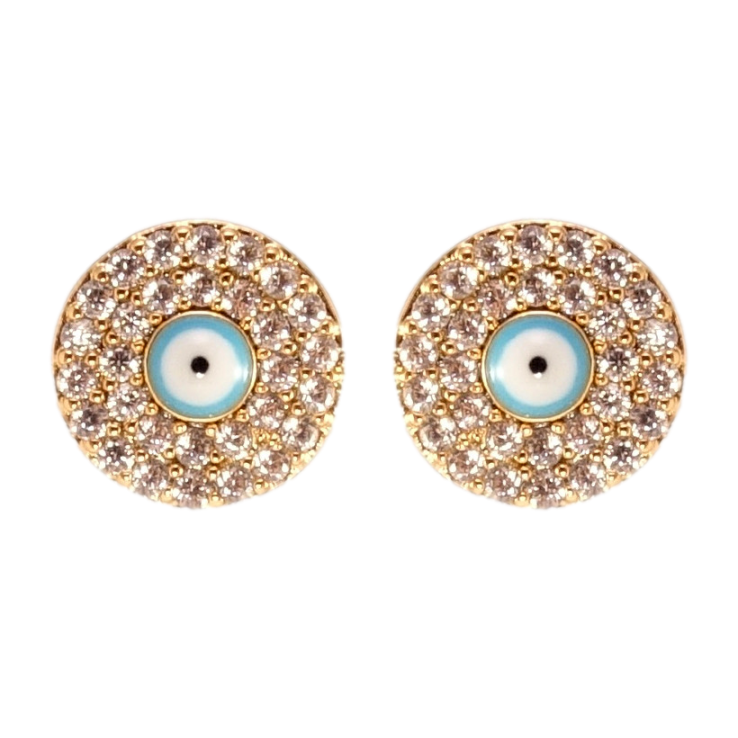 Серьги Xuping Позолота 18K пусеты Голубой Глаз Фатимы инкрустация цирконием ø 8мм фото №11 Серьги Xuping Позолота 18K пусеты Голубой Глаз Фатимы инкрустация цирконием ø 8мм фото №11