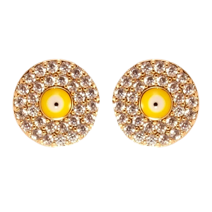 Серьги Xuping Позолота 18K пусеты Желтый Глаз Фатимы инкрустация цирконием ø 8мм фото №6 Серьги Xuping Позолота 18K пусеты Желтый Глаз Фатимы инкрустация цирконием ø 8мм фото №6