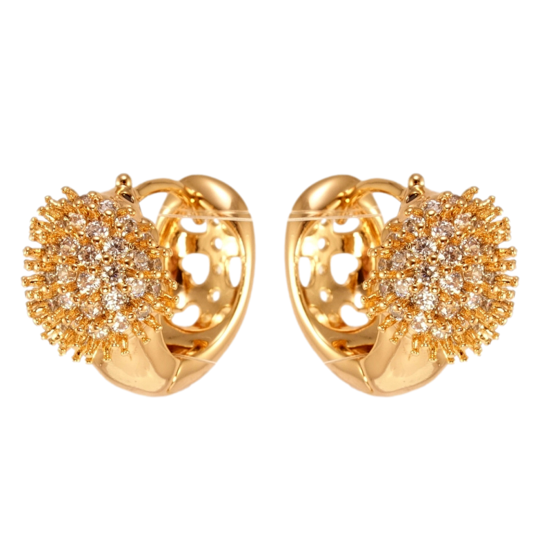 Сережки Xuping Позолота 18K колечка Їжачки інкрустація цирконієм фото №1