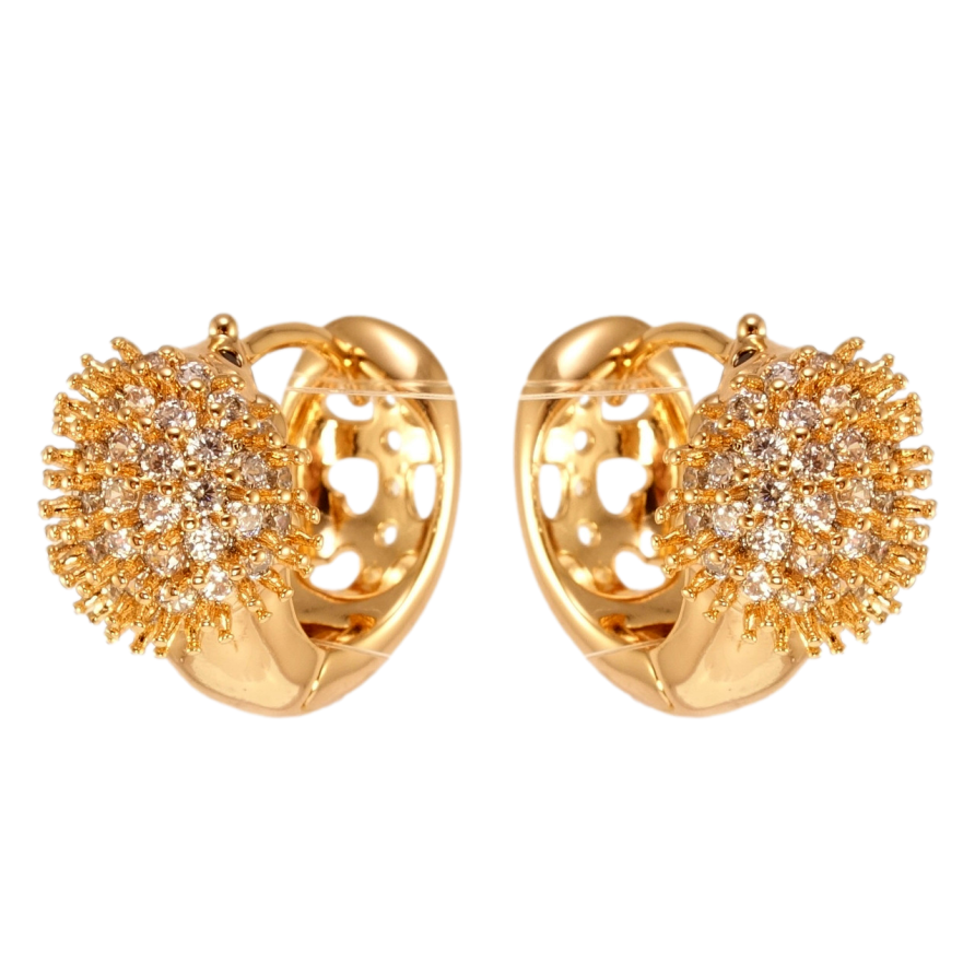 Сережки Xuping Позолота 18K колечка Їжачки інкрустація цирконієм фото №1