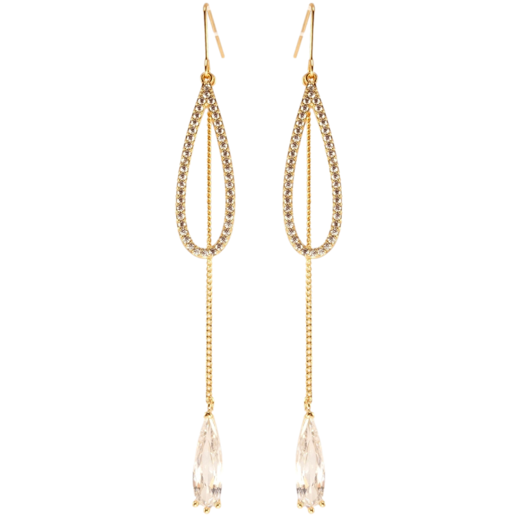 Серьги Xuping Позолота 18K французский замок Кристальные капельки на цепочке фото №8 Серьги Xuping Позолота 18K французский замок Кристальные капельки на цепочке фото №8