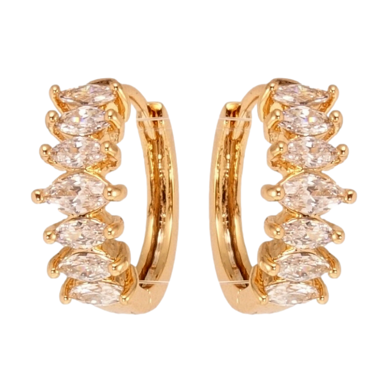 Сережки Xuping Позолота 18K колечка Доріжки кристалів в ограновуванні Маркіз фото №1