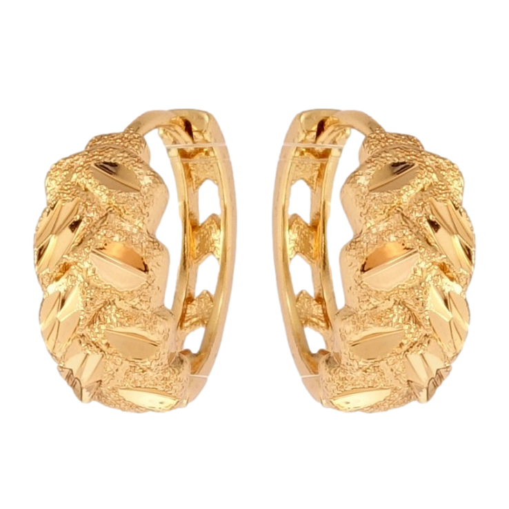 Серьги Xuping Позолота 18K колечки Косички с узором шагренью и насечками фото №10 Серьги Xuping Позолота 18K колечки Косички с узором шагренью и насечками фото №10