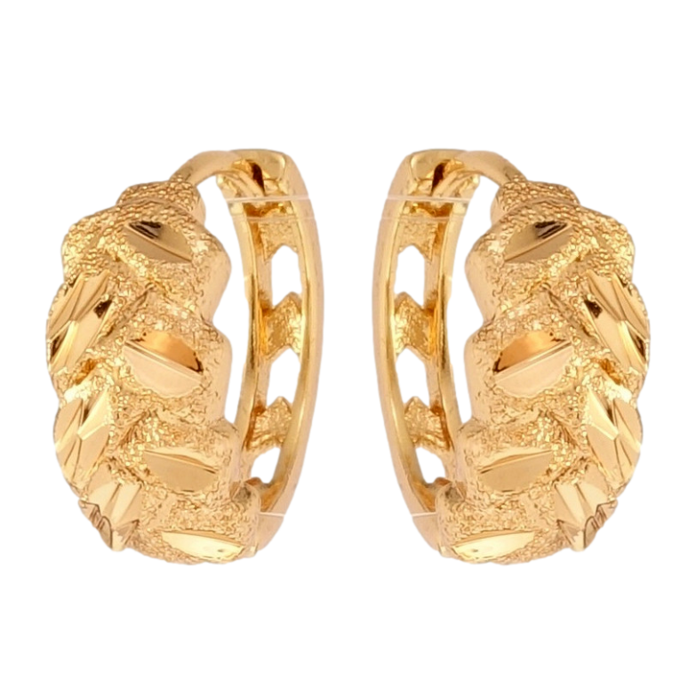 Серьги Xuping Позолота 18K колечки Косички с узором шагренью и насечками фото №2