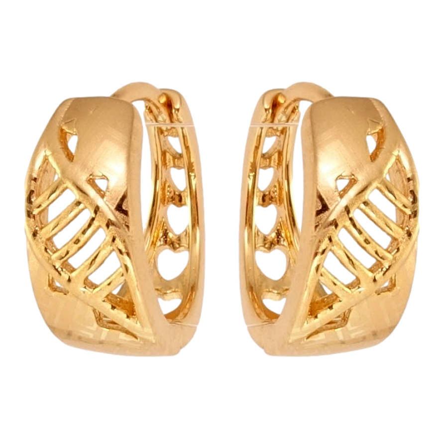 Серьги Xuping Позолота 18K колечки Резные листочки с меандровым узором напылением фото №1 Серьги Xuping Позолота 18K колечки Резные листочки с меандровым узором напылением фото №1