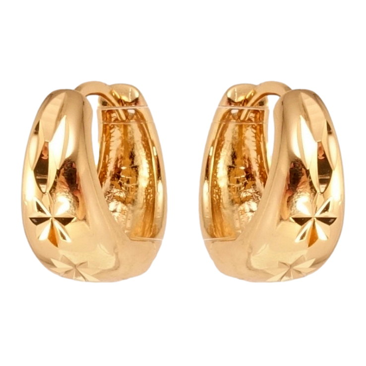 Серьги Xuping Позолота 18K колечки Корзинки с узором звездочки насечками фото №16 Серьги Xuping Позолота 18K колечки Корзинки с узором звездочки насечками фото №16