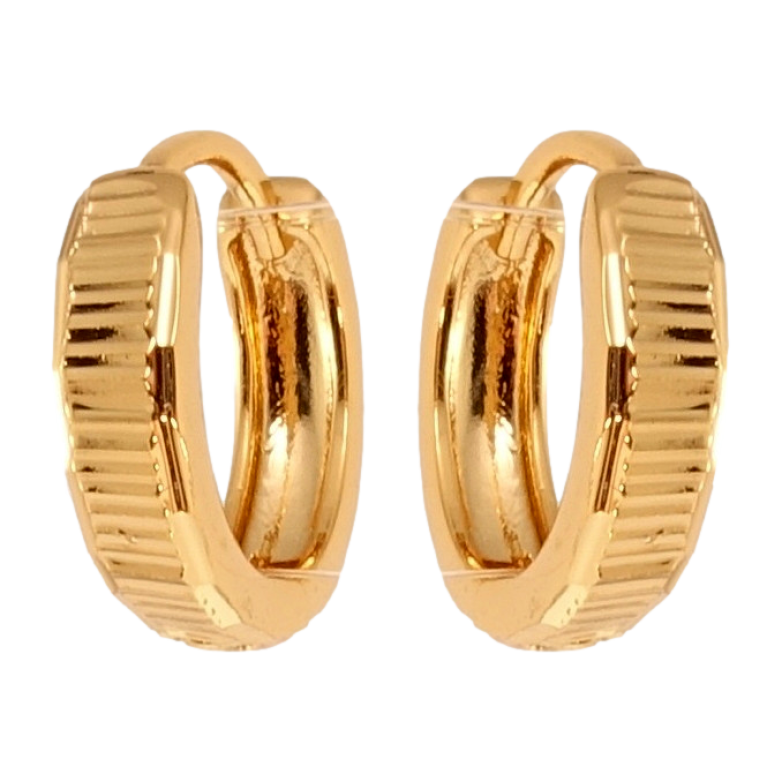 Сережки Xuping Позолота 18K колечка Смугастий візерунок насічками фото №3 Сережки Xuping Позолота 18K колечка Смугастий візерунок насічками фото №3