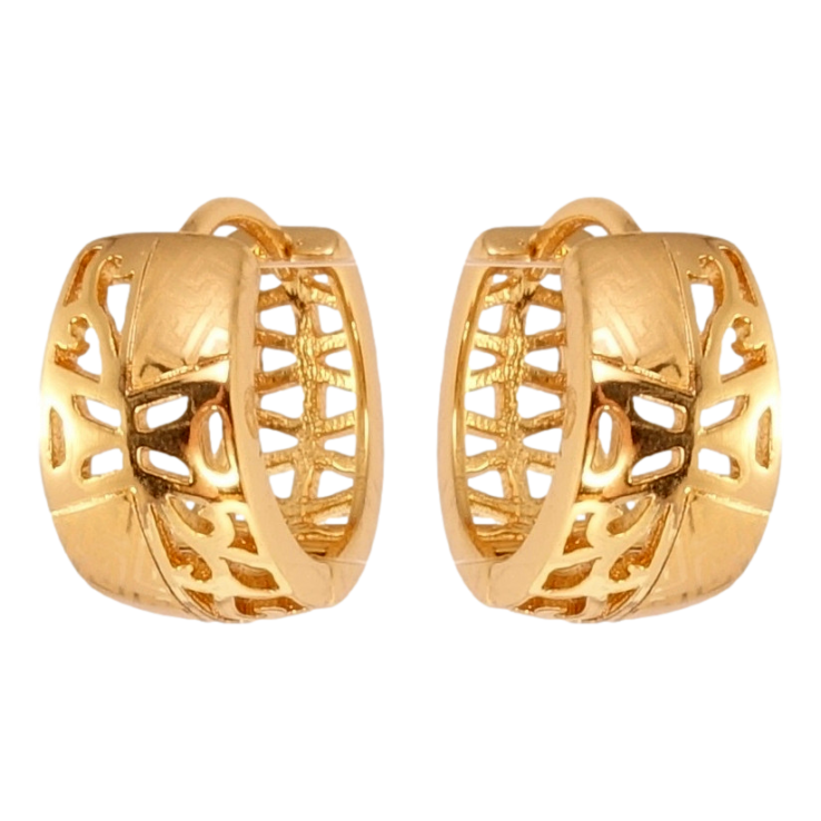 Серьги Xuping Позолота 18K колечки Резной вензельный орнамент с напылением фото №3 Серьги Xuping Позолота 18K колечки Резной вензельный орнамент с напылением фото №3