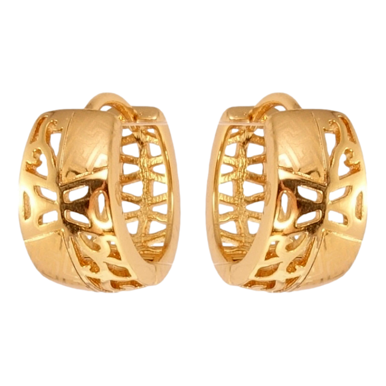 Серьги Xuping Позолота 18K колечки Резной вензельный орнамент с напылением фото №1 Серьги Xuping Позолота 18K колечки Резной вензельный орнамент с напылением фото №1