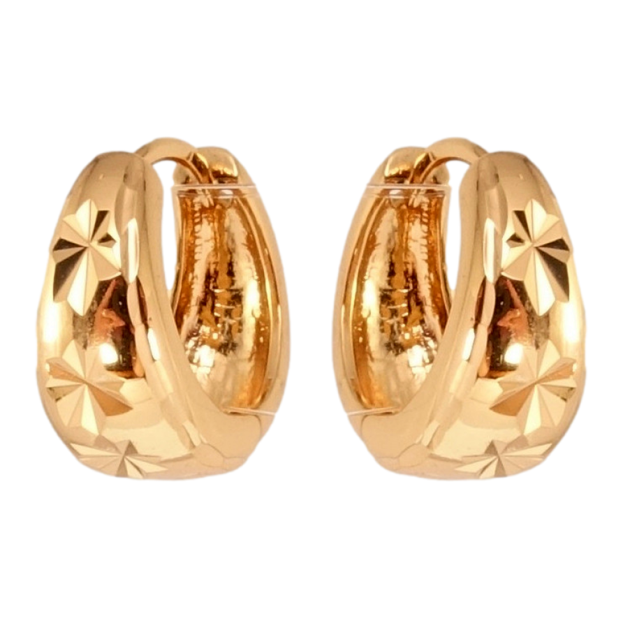 Серьги Xuping Позолота 18K колечки Звездочки насечками фото №1