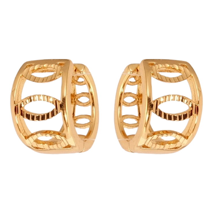 Серьги Xuping Позолота 18K колечки Широкие с резным узором фото №22