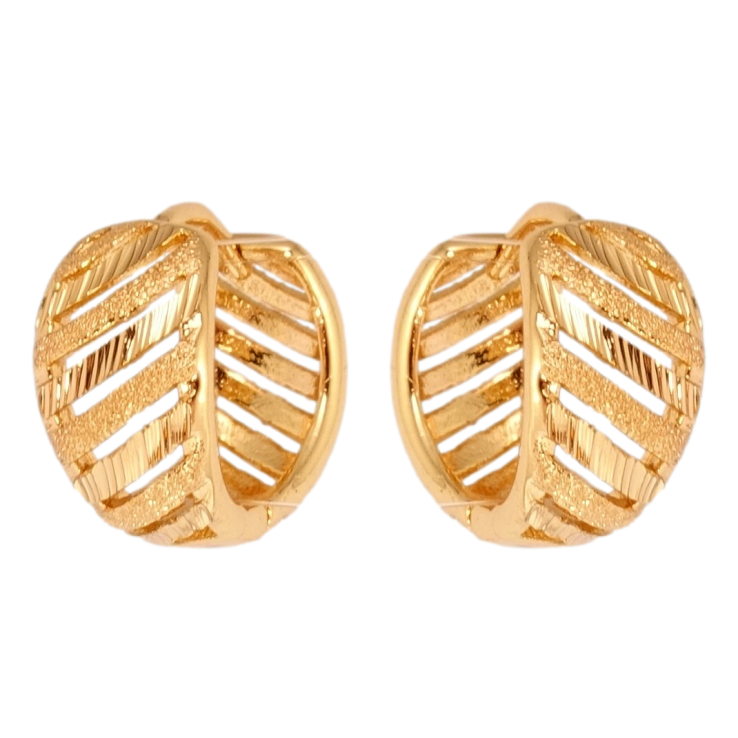 Серьги Xuping Позолота 18K колечки Диагональные вырезы с узором шагренью и насечками фото №18 Серьги Xuping Позолота 18K колечки Диагональные вырезы с узором шагренью и насечками фото №18