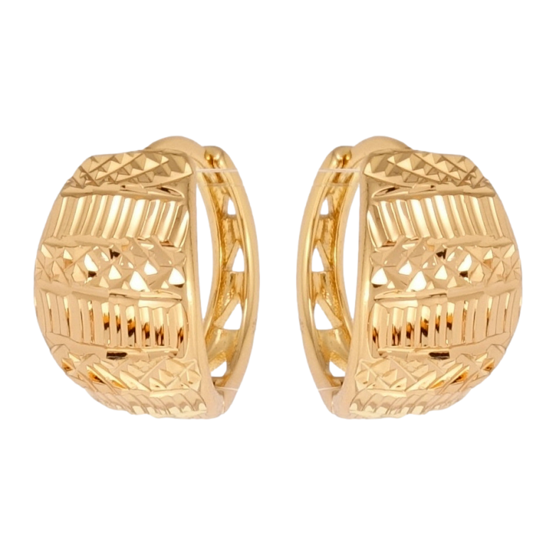 Сережки Xuping Позолота 18K колечка Декоративний орнамент насічками фото №1 Сережки Xuping Позолота 18K колечка Декоративний орнамент насічками фото №1