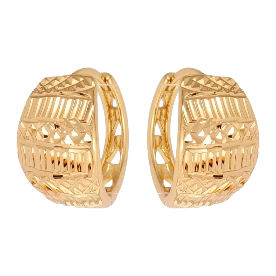 Сережки Xuping Позолота 18K колечка Декоративний орнамент насічками фото №1 Сережки Xuping Позолота 18K колечка Декоративний орнамент насічками фото №1