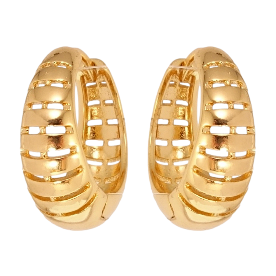 Серьги Xuping Позолота 18K колечки Объемные кольца с полосатым узором фото №1 Серьги Xuping Позолота 18K колечки Объемные кольца с полосатым узором фото №1