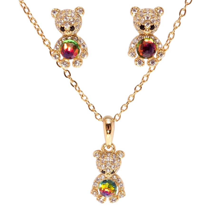 Набор Xuping цвет 18K с кр-ми Swarovski Серьги Кулон на цепочке Мишки с Vitrail Medium длина 40-46см х фото №1