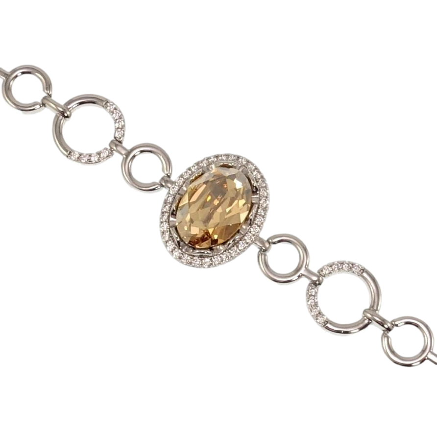 Браслет Xuping цвет Родий с кр-ми Swarovski Golden Shad в обрамлении кристаллов длина с доп.замком фото №1