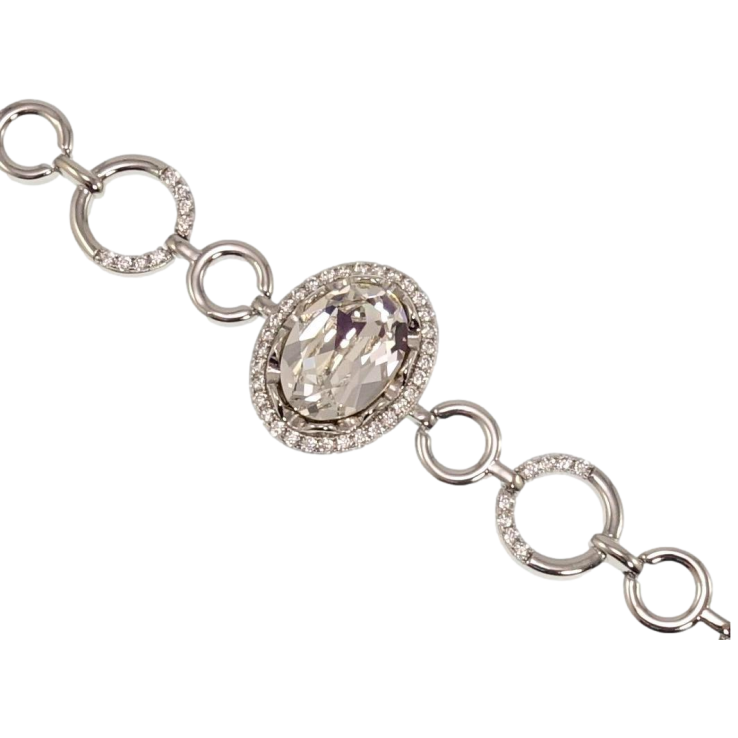 Браслет Xuping цвет Родий с кр-ми Swarovski Clear в обрамлении кристаллов длина с доп.замком 17.5,19,5см х фото №10