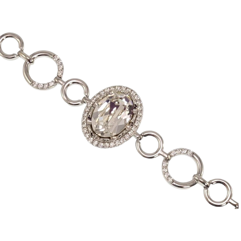 Браслет Xuping цвет Родий с кр-ми Swarovski Clear в обрамлении кристаллов длина с доп.замком 17.5,19,5см х фото №1 Браслет Xuping цвет Родий с кр-ми Swarovski Clear в обрамлении кристаллов длина с доп.замком 17.5,19,5см х фото №1