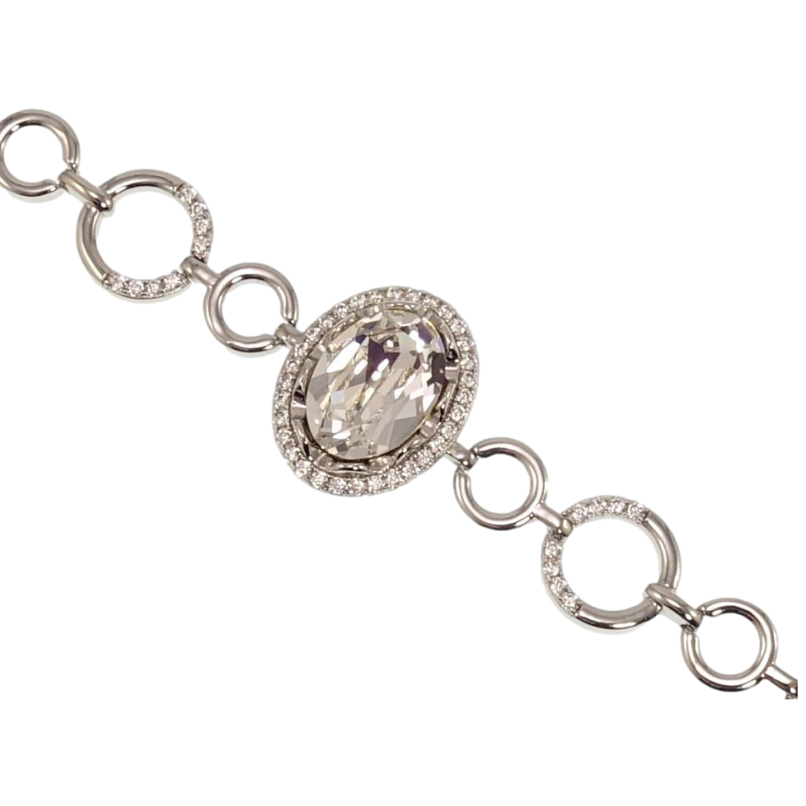 Браслет Xuping цвет Родий с кр-ми Swarovski Clear в обрамлении кристаллов длина с доп.замком 17.5,19,5см х фото №1