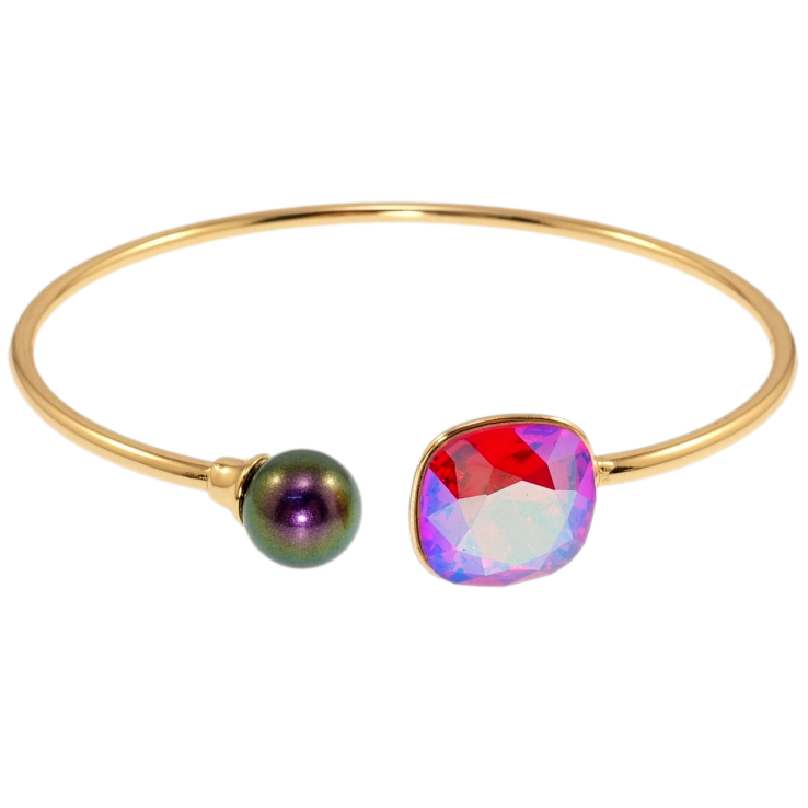 Браслет Xuping колір 18K з кр-ми Swarovski Чорна перлина із кристалом Light Siam Shimmer ø 6см фото №21