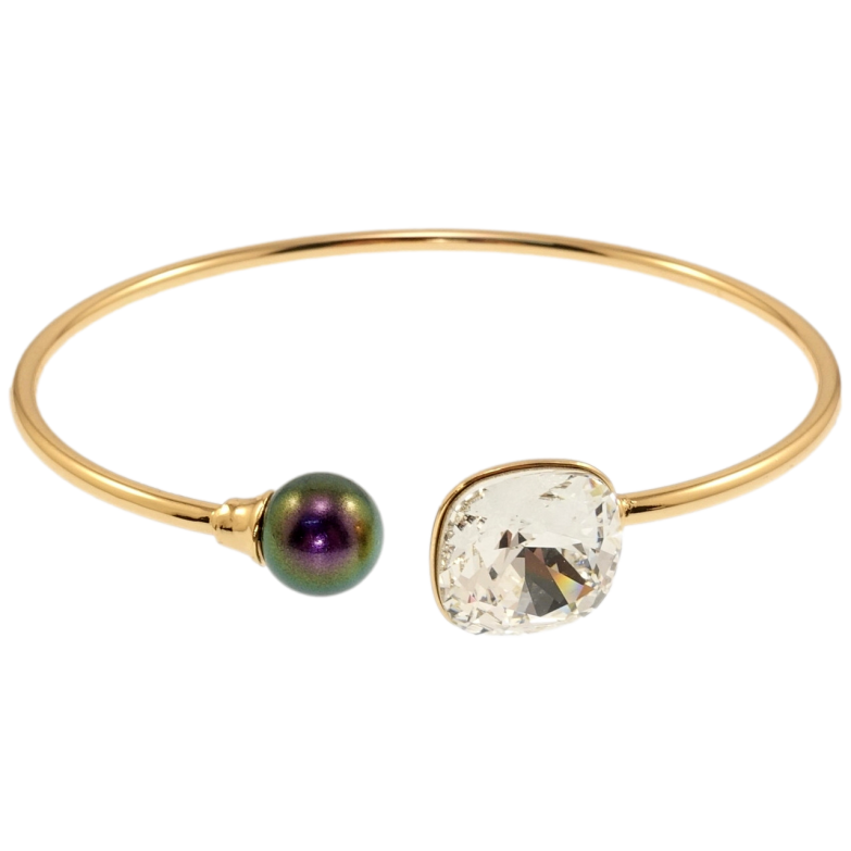 Браслет Xuping колір 18K з кр-ми Swarovski Чорна перлина із кристалом Clear ø 6см фото №1