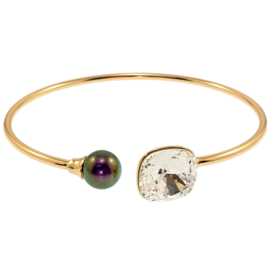 Браслет Xuping колір 18K з кр-ми Swarovski Чорна перлина із кристалом Clear ø 6см фото №1