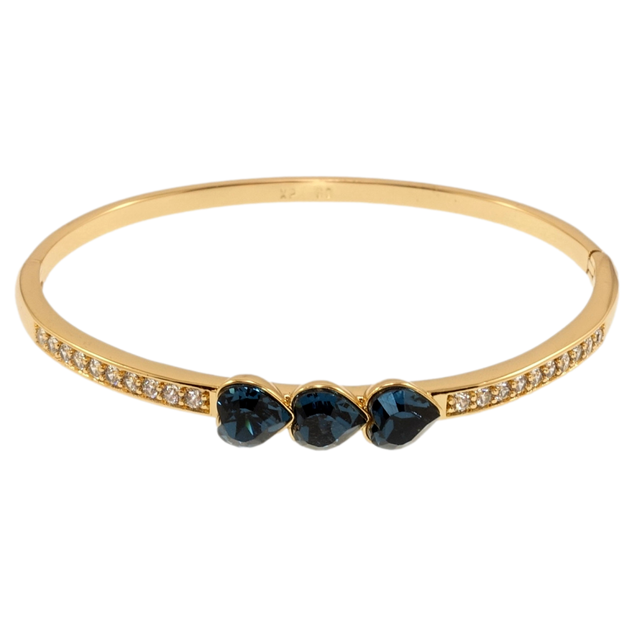 Браслет Xuping колір 18K з кр-ми Swarovski Доріжка кристалів з трьома серцями Montana ø 6см фото №1 Браслет Xuping колір 18K з кр-ми Swarovski Доріжка кристалів з трьома серцями Montana ø 6см фото №1