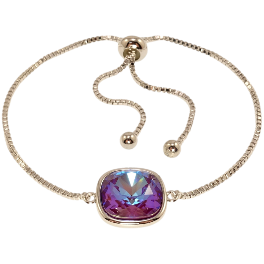 Браслет Xuping цвет Родий с кр-ми Swarovski Цепочка с вставкой кр-лл Burgundy Delite, 9х9мм на бегунке фото №1