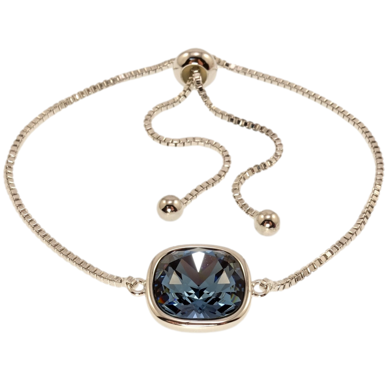 Браслет Xuping цвет Родий с кр-ми Swarovski Цепочка с вставкой кр-лл Montana, 9х9мм на бегунке 12-25см х 2мм фото №1 Браслет Xuping цвет Родий с кр-ми Swarovski Цепочка с вставкой кр-лл Montana, 9х9мм на бегунке 12-25см х 2мм фото №1